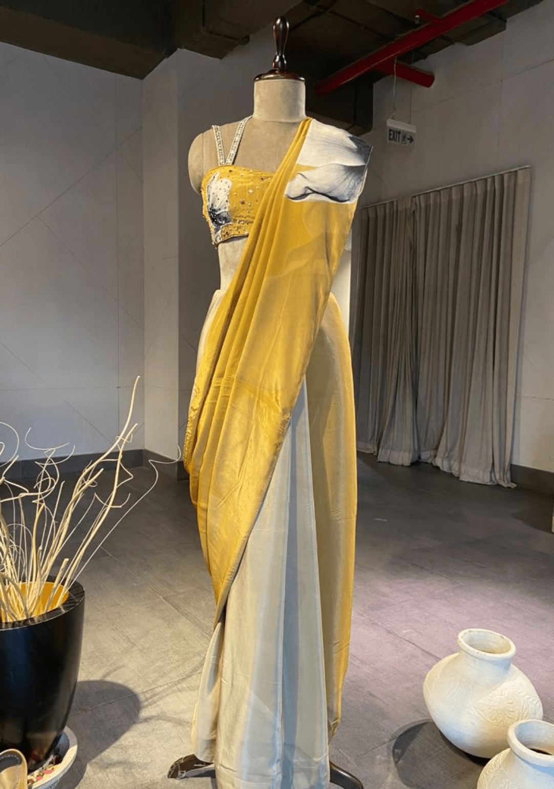 Daffodil crepe saree - Ensemble by Monika