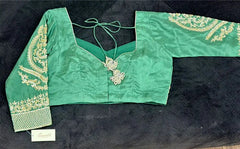 Emerald Green/Sunshine Yellow Banarsi Lehnga Set - Ensemble by Monika