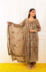 Georgette Chikankari all Over Embroidered Kurta with Faux Mirror Embroidery - Ensemble by Monika