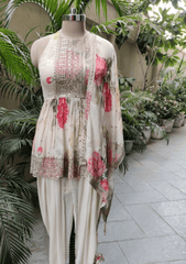 Ivory flora dhoti suit - Ensemble by Monika