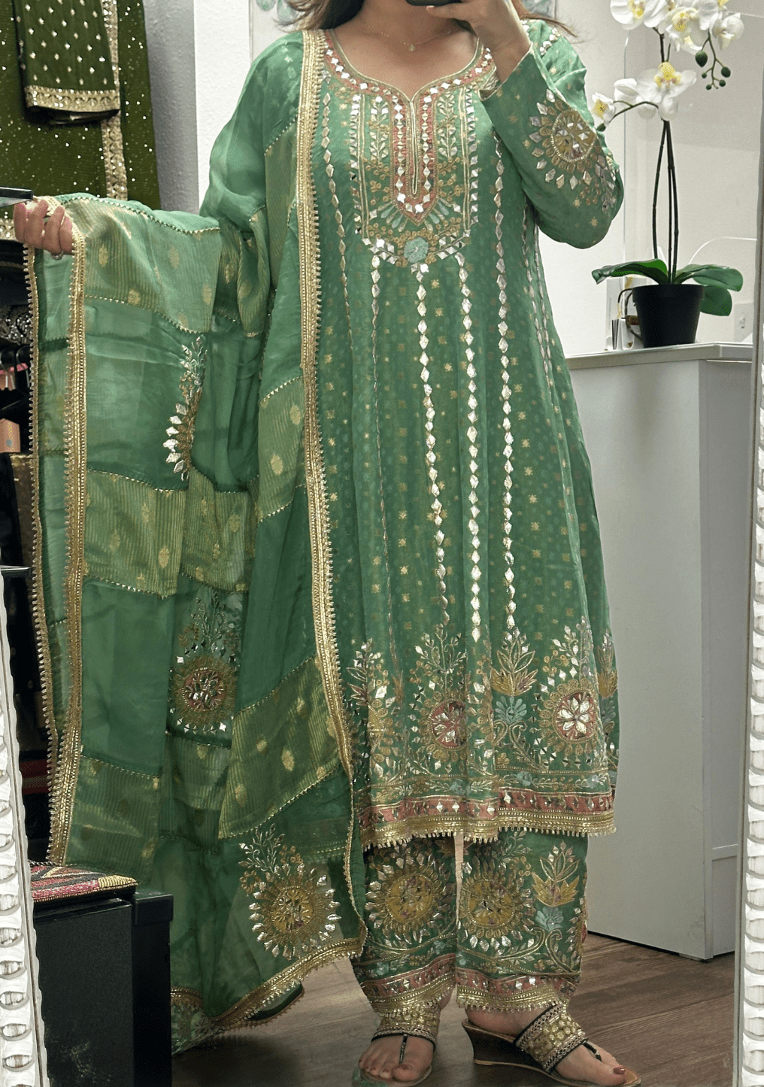 Munga gotapatti short anarkali set - Ensemble by Monika