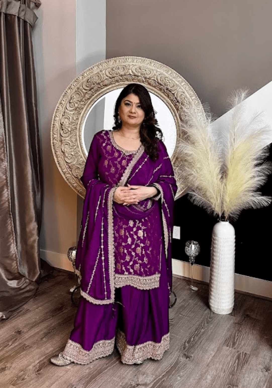 Purple banarasi sharara set - Ensemble by Monika