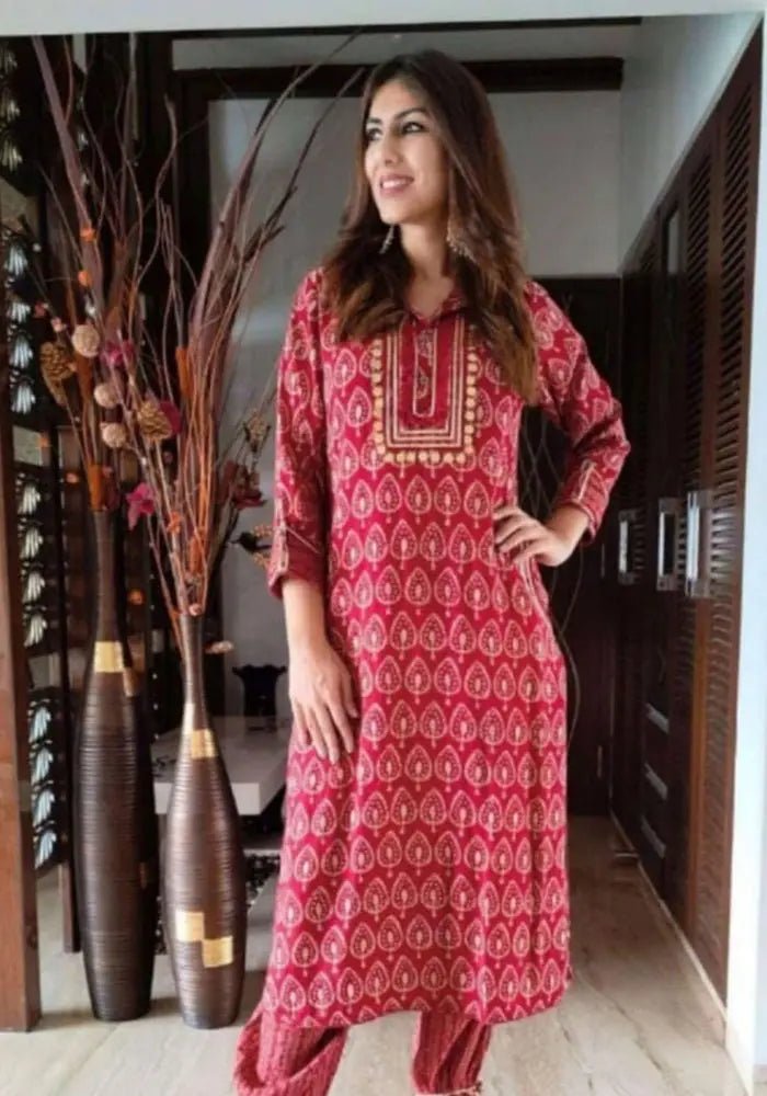 Rayon Printed Pathani Kurti - Ensemble by Monika