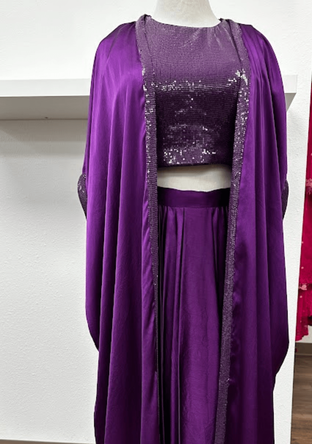 Sonakshi Purple sequins blouse set with shrug - Ensemble by Monika